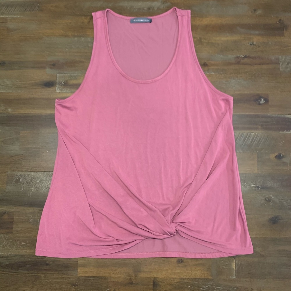 ✅ West Coast Love modal blush pink racerback tank top with twisted knot front
